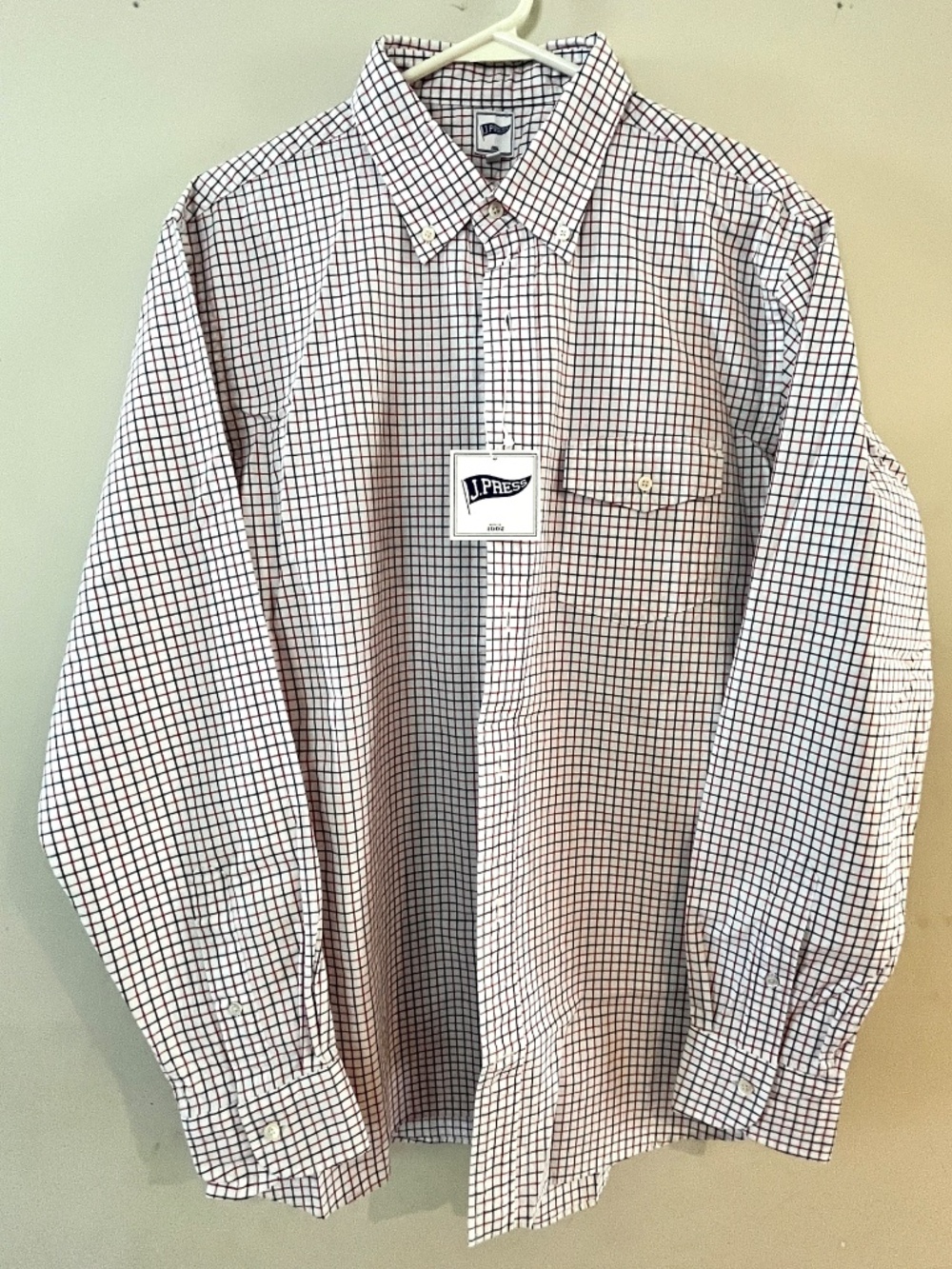 NWT J. Press Checkered Button Down Shirt, XL